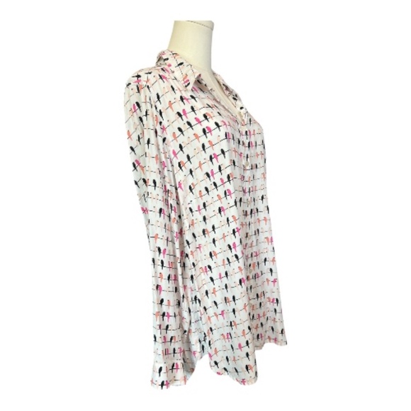 EUC Jane & Delaney bird print hi-low blouse – size 1X - Picture 4 of 9